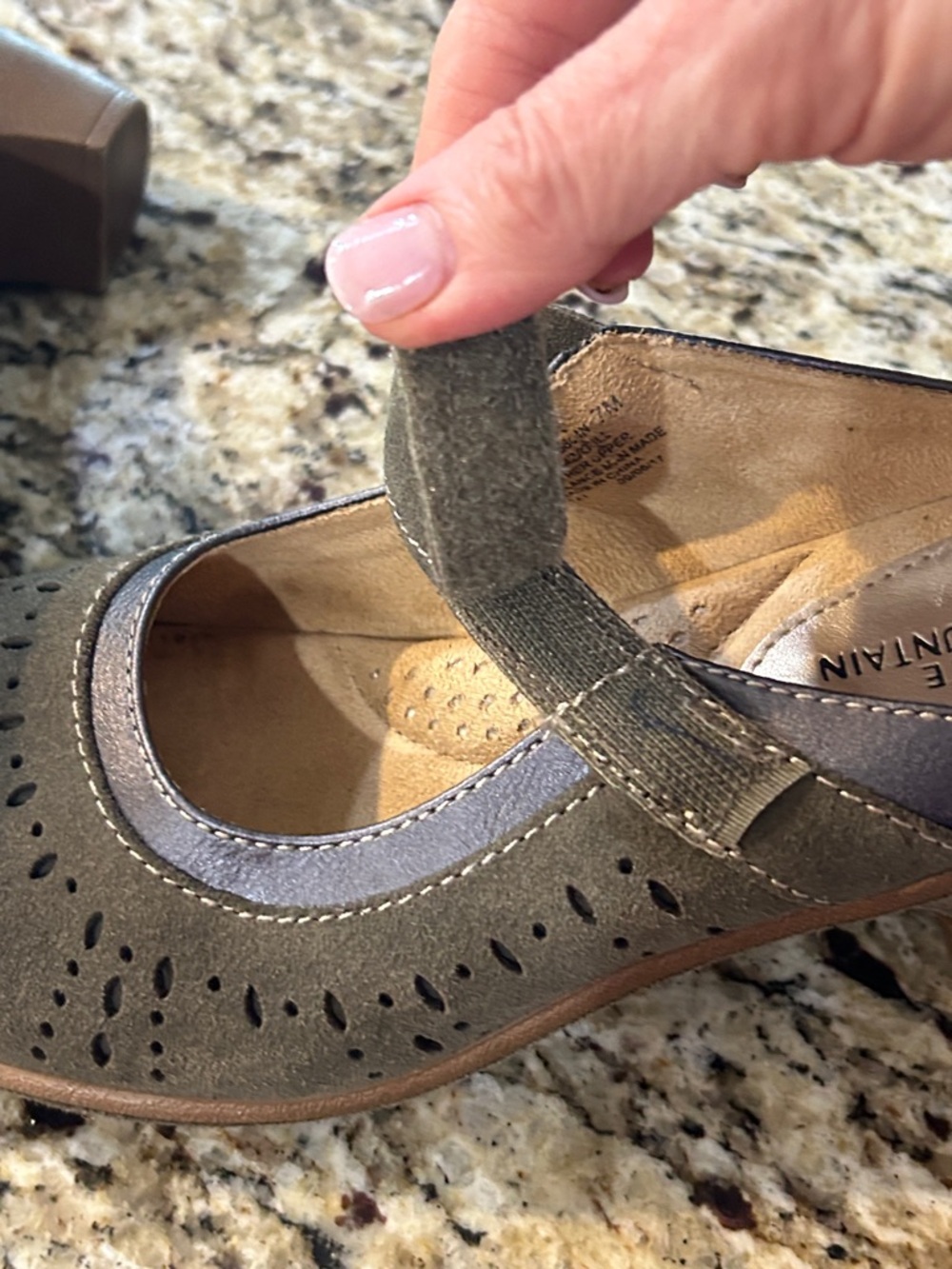 White Mountain Olive Green Suede Mary Jane Heels - Picture 5 of 15